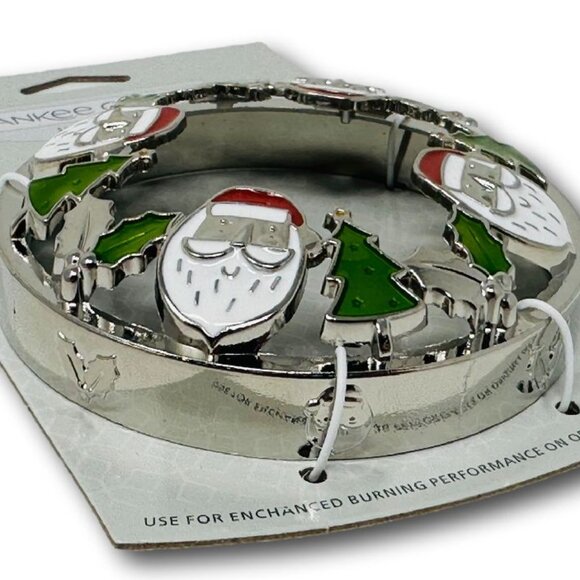 Yankee Candle Illuma-Lid Silver Santa Claus Christmas Tree Holly Holiday Jar Top - Picture 2 of 3
